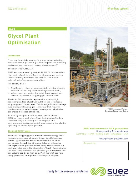 Glycol plant optimisation