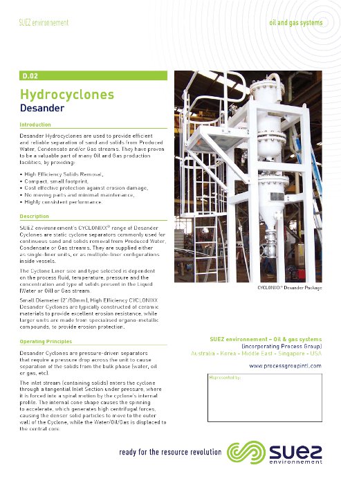 Hydrocyclones desanding