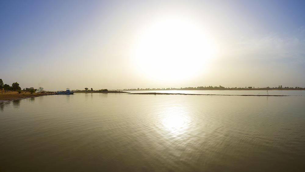 Peaceful view Delta of Niger big river in Mali