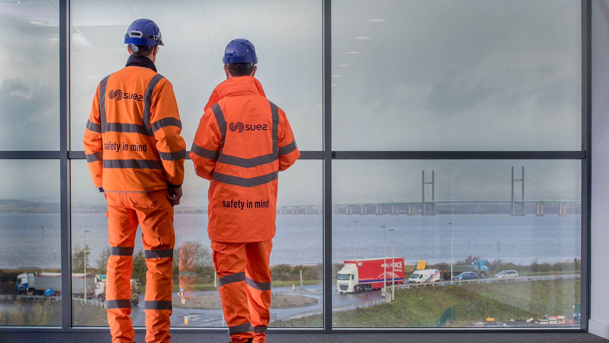 Employees looking out over the River Severn