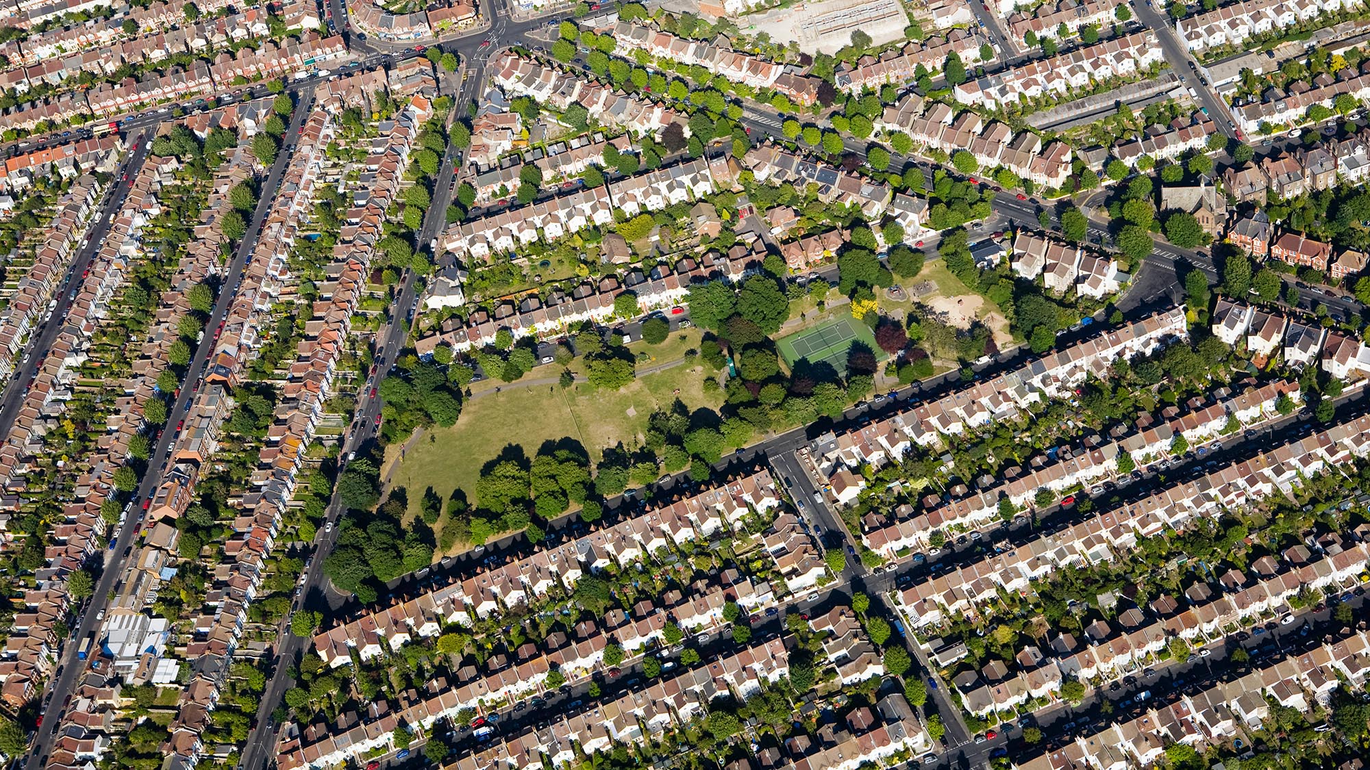Aerial view of UK households